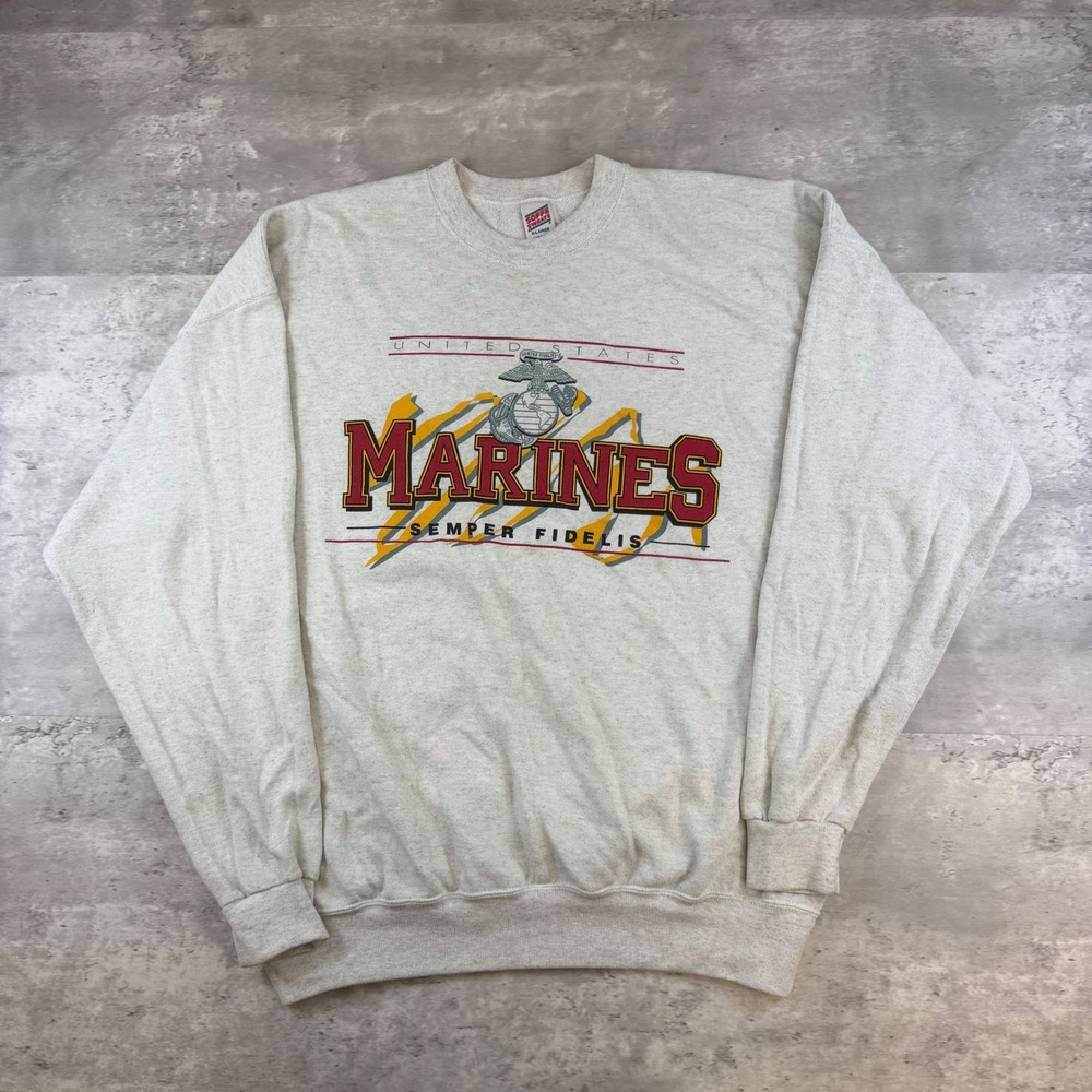 Vintage Soffe‎ Sweats US Marines Crewneck Sweatshirt Gray XL Made in USA